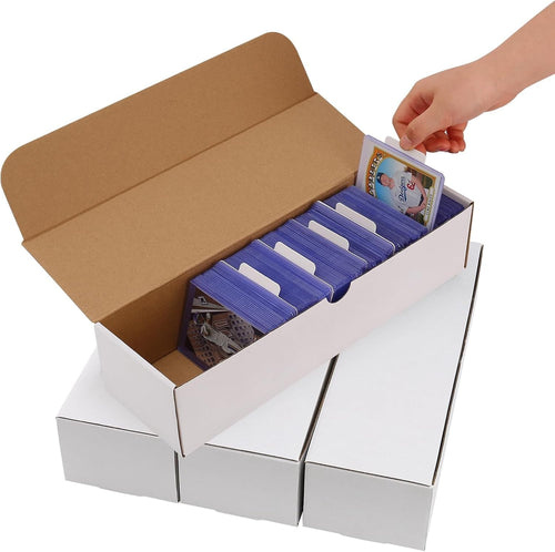 4-Pack Top Loader Storage Boxes, 3200 Count Sports Card Holder with Labels