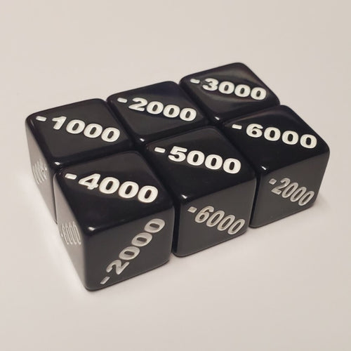 6X Negative -1000 to -6000 Counter Dice Compatible with One Piece TCG