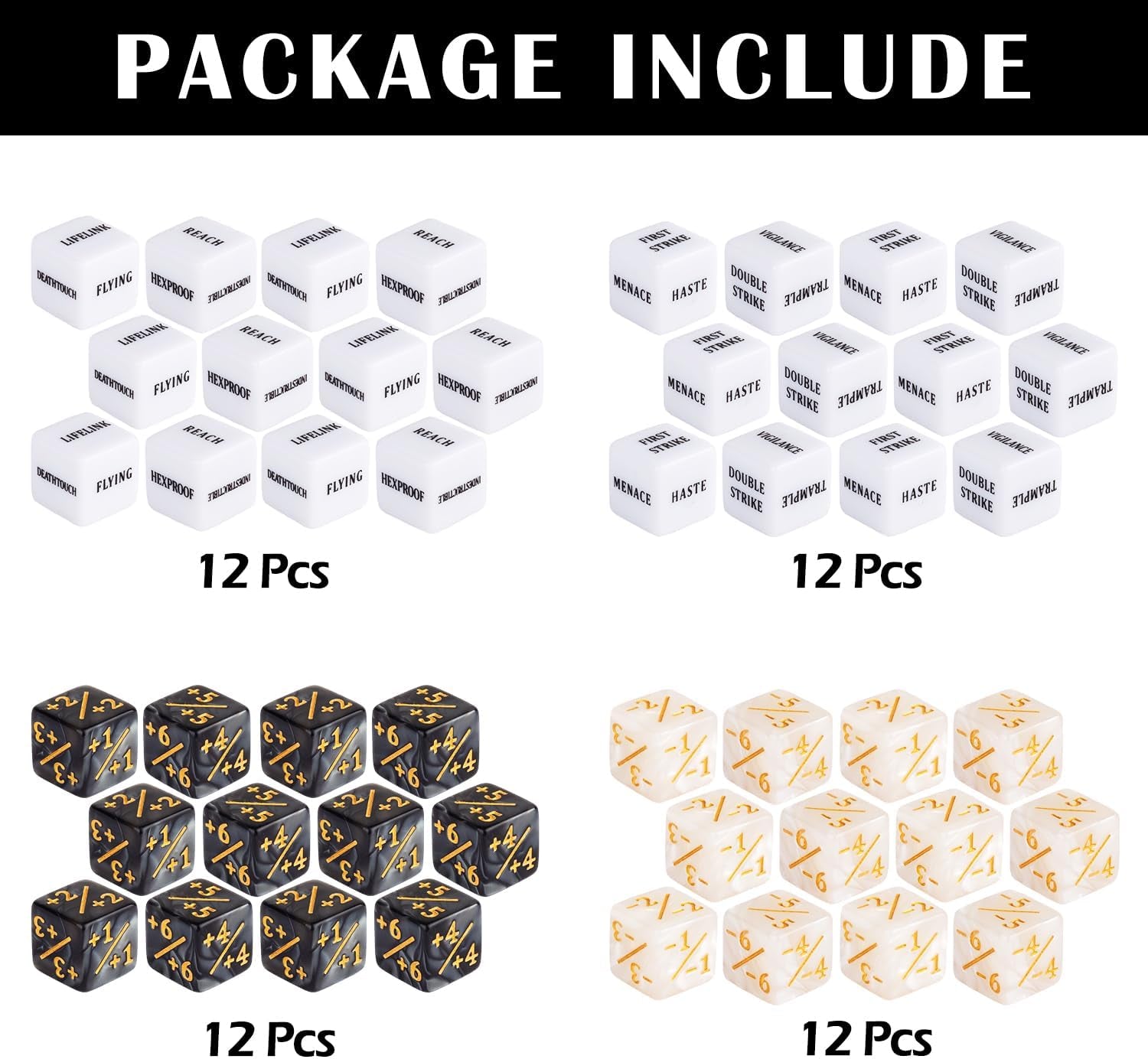 48-Piece MTG Ability Counter Dice Set Buff Tokens for Magic the Gathering Card G