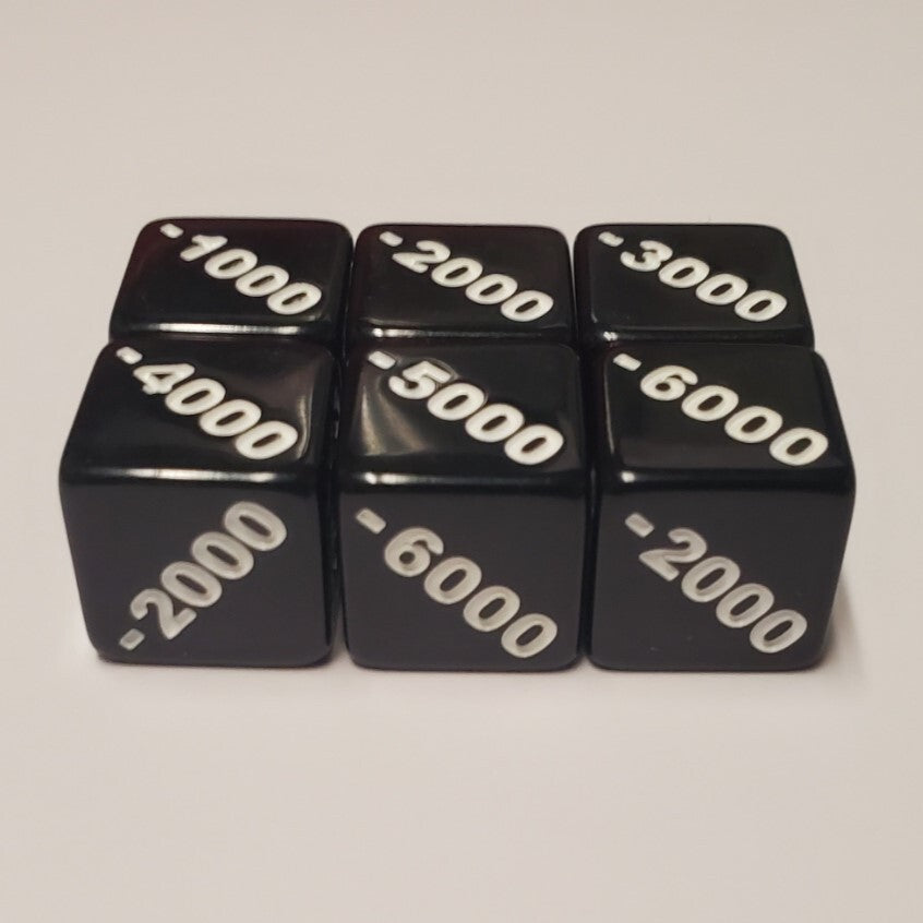 6X Negative -1000 to -6000 Counter Dice Compatible with One Piece TCG