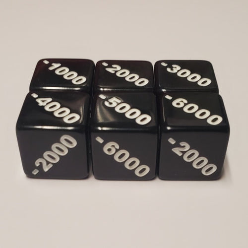 6X Negative -1000 to -6000 Counter Dice Compatible with One Piece TCG